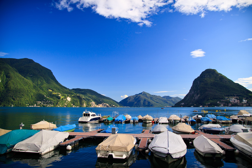 Pier on Lugano lake